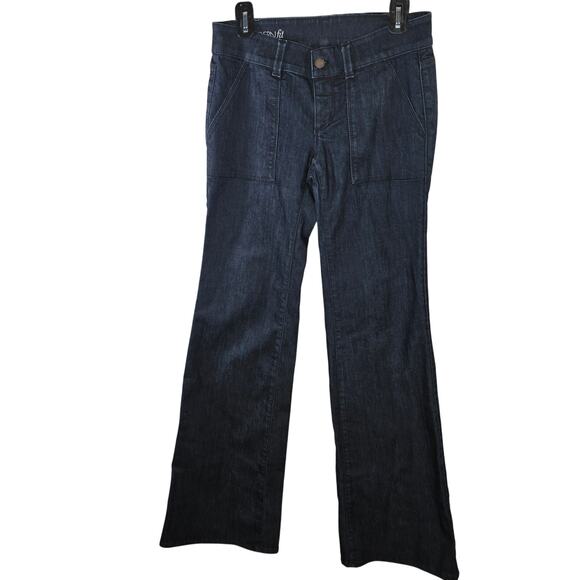 Ann Taylor Dark Wash Wide Flare Leg Denim Jeans Size 4 - Picture 1 of 6